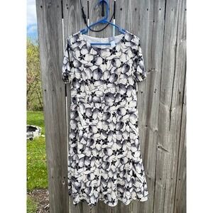 Fair Lady Womens Floral Short Sleeve Knee Length Dress Gray White Size 8 W48501